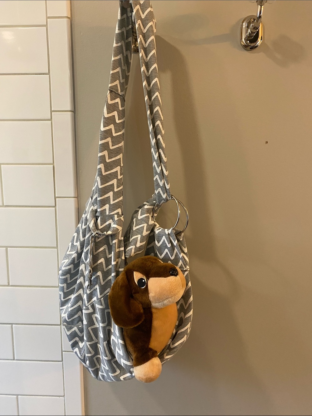 Gray Chevron Sling Bag for small animal pet.